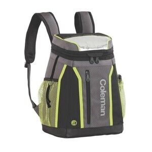 Coleman Cooler Backpack Soft 18 Can Insulated Gray Neon Yellow Bottle Opener